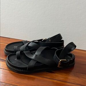 Black Strappy Sandals with Buckle